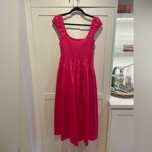 La Ligne Pink Puff Sleeve Midi Dress